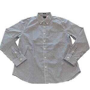 J.Crew Men's Sz XL Slim Bowery Dress Shirt Navy White Gingham Check Button-Down